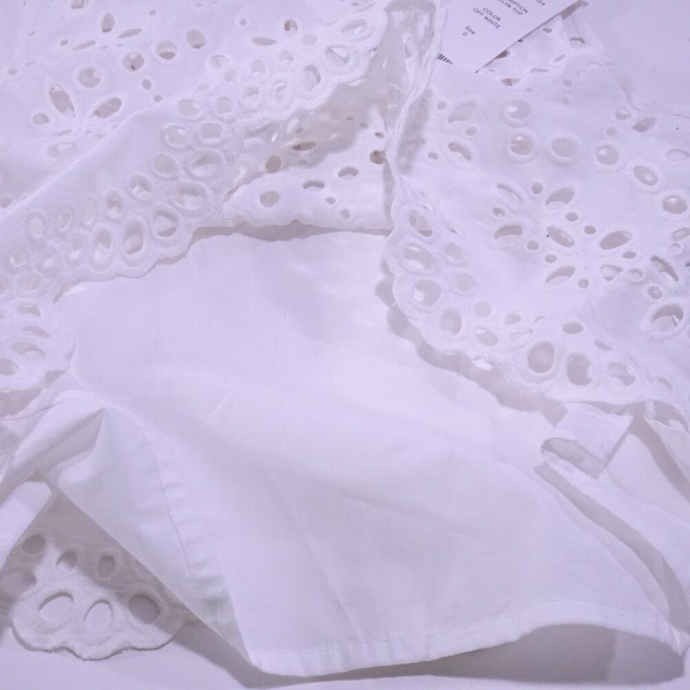 Veronica Beard  Adelyn Eyelet Sleeveless Top Sz 0 NWT 348 White IRRG - Picture 11 of 16